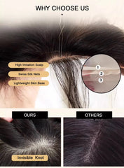 Kesriya Natural Looking Wigs Black Shaded | Human Hair Silk Base Hair Wig with | 200% Density | Original Black Human Hair | Silion wig mount | Anti Slip Belt Strap | Back Clipper | Straigthed Silky | 22 to 24 inch length